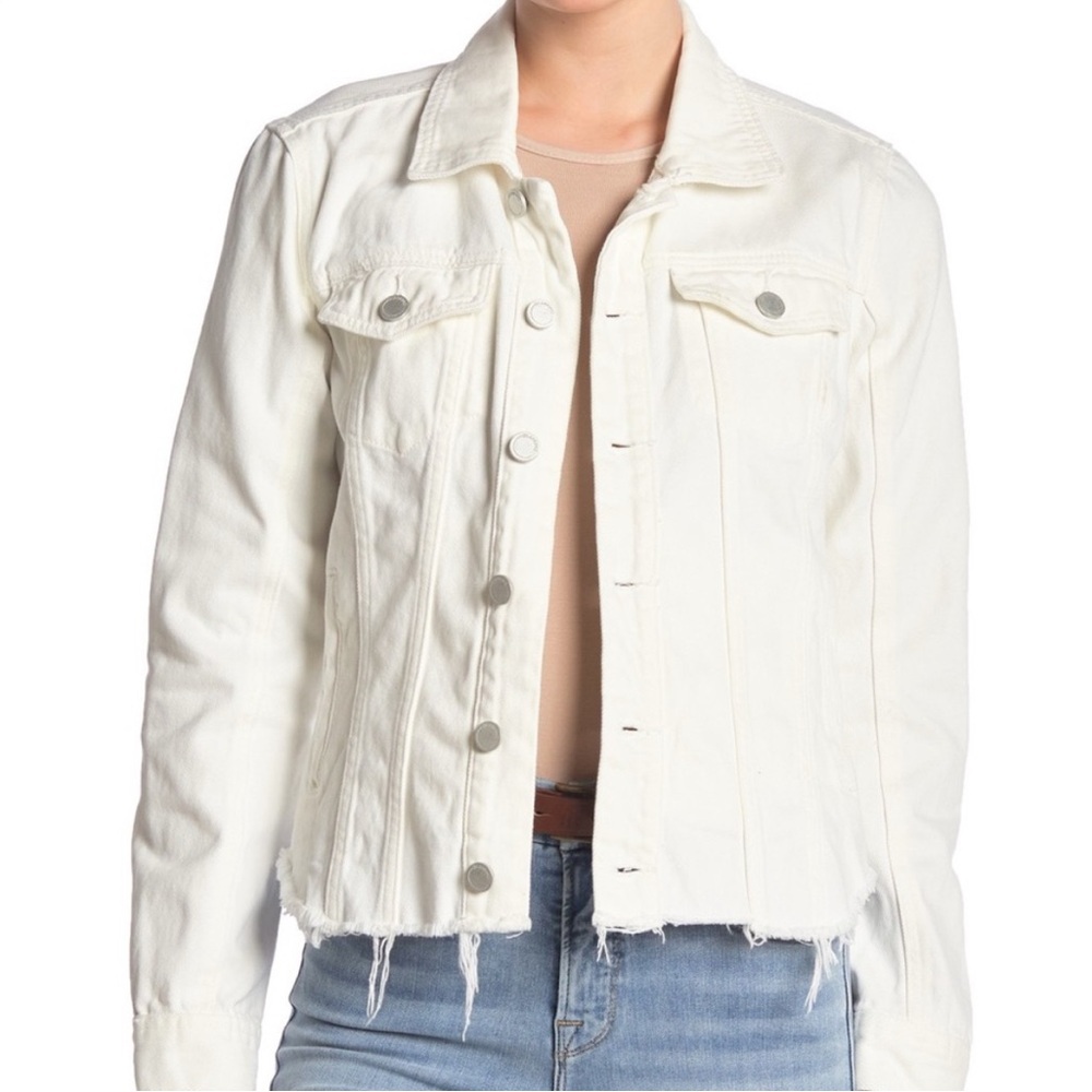 Blank NYC Off-White Distressed Denim Jacket Size Small